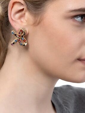 Deepa Gurnani Elsa Bow-Shaped Earrings